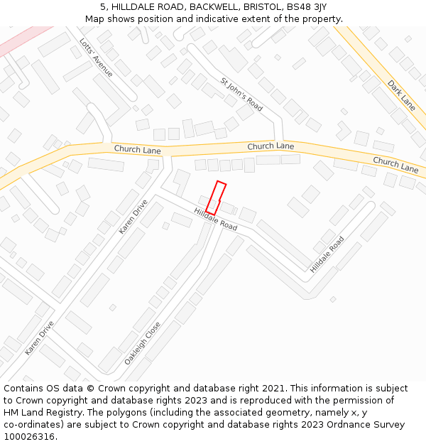 5, HILLDALE ROAD, BACKWELL, BRISTOL, BS48 3JY: Location map and indicative extent of plot