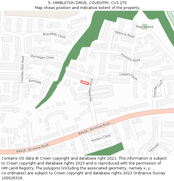 5, HIMBLETON DRIVE, COVENTRY, CV3 2TS: Location map and indicative extent of plot