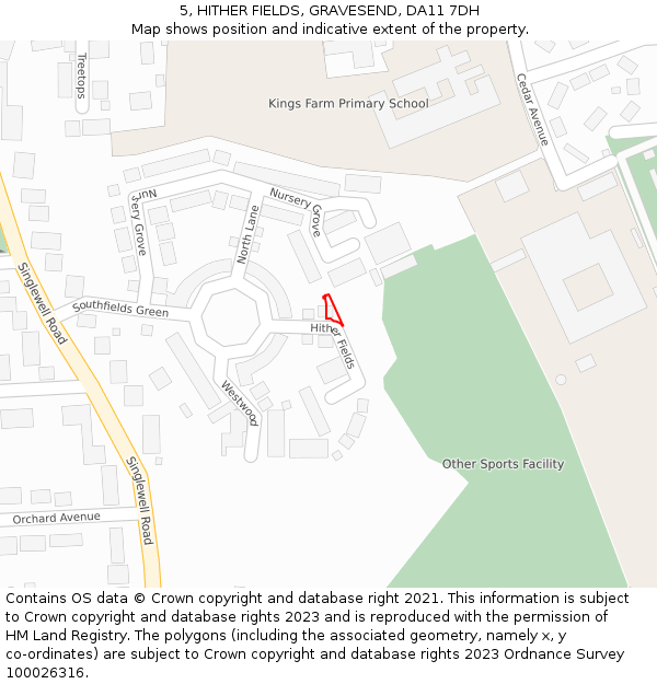 5, HITHER FIELDS, GRAVESEND, DA11 7DH: Location map and indicative extent of plot