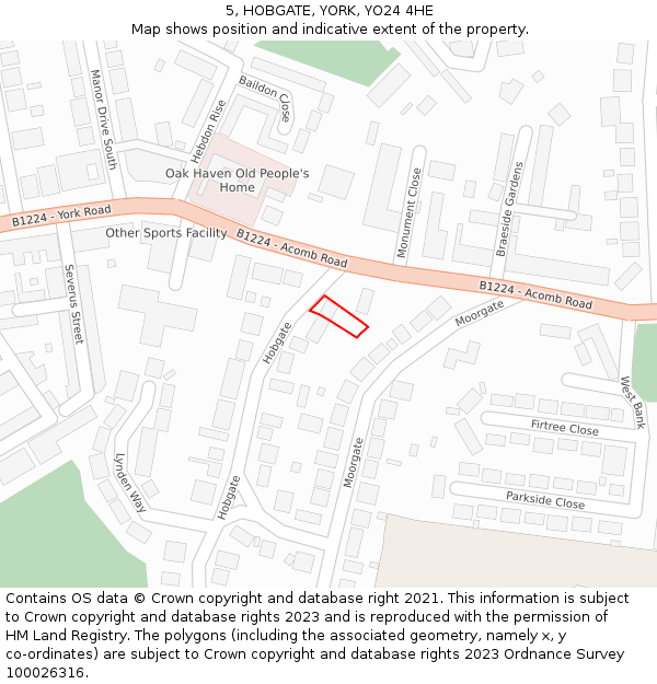 5, HOBGATE, YORK, YO24 4HE: Location map and indicative extent of plot