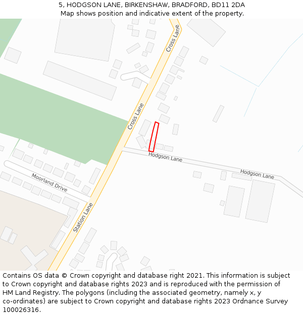 5, HODGSON LANE, BIRKENSHAW, BRADFORD, BD11 2DA: Location map and indicative extent of plot