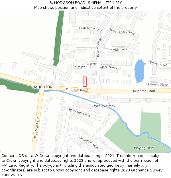 5, HODGSON ROAD, SHIFNAL, TF11 8FY: Location map and indicative extent of plot