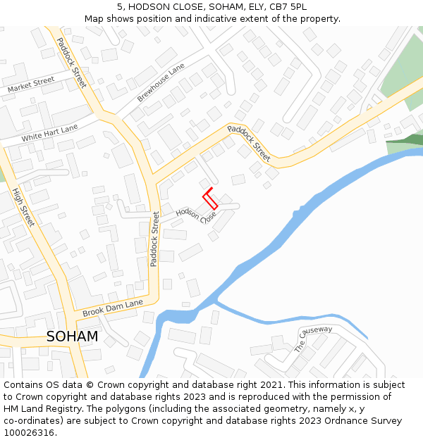 5, HODSON CLOSE, SOHAM, ELY, CB7 5PL: Location map and indicative extent of plot