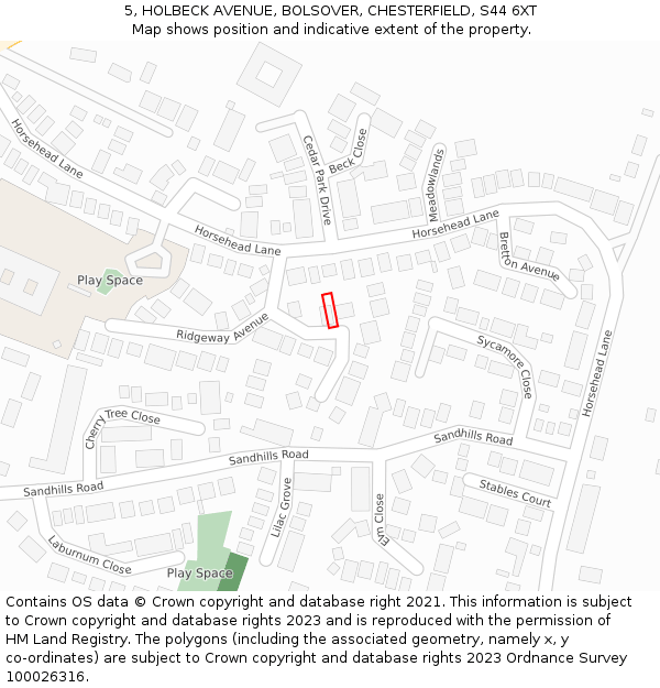 5, HOLBECK AVENUE, BOLSOVER, CHESTERFIELD, S44 6XT: Location map and indicative extent of plot