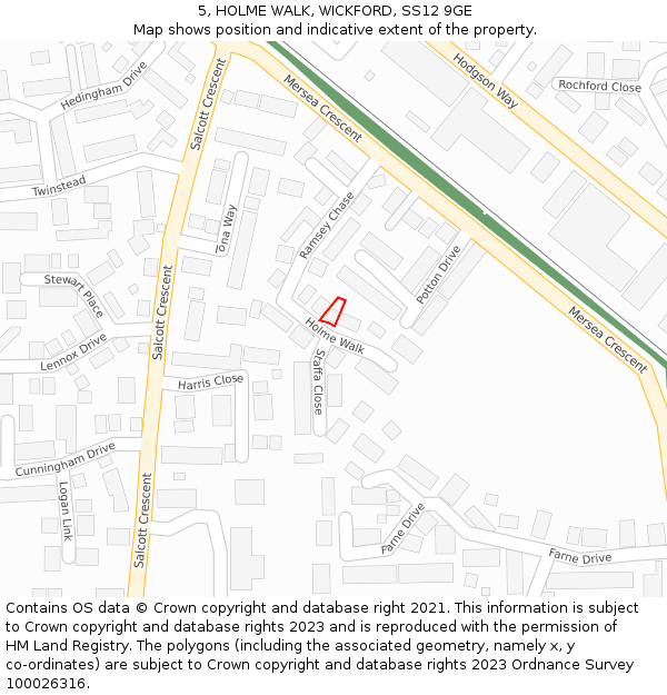 5, HOLME WALK, WICKFORD, SS12 9GE: Location map and indicative extent of plot