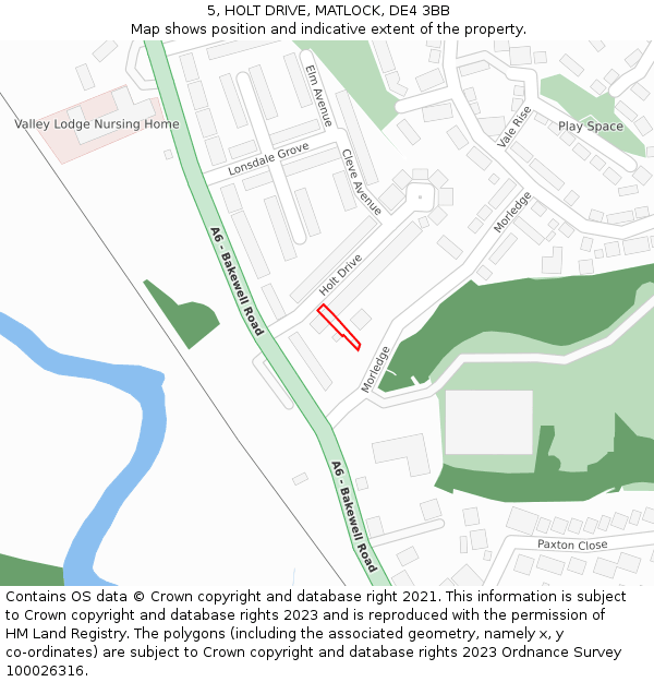 5, HOLT DRIVE, MATLOCK, DE4 3BB: Location map and indicative extent of plot