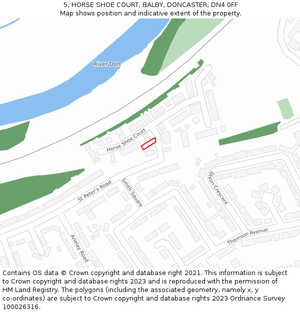 5, HORSE SHOE COURT, BALBY, DONCASTER, DN4 0FF: Location map and indicative extent of plot