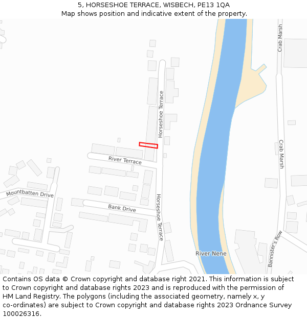 5, HORSESHOE TERRACE, WISBECH, PE13 1QA: Location map and indicative extent of plot