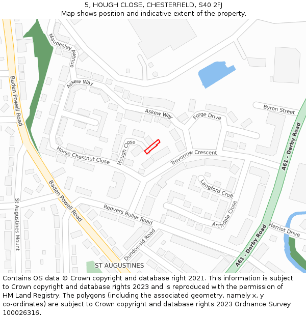 5, HOUGH CLOSE, CHESTERFIELD, S40 2FJ: Location map and indicative extent of plot