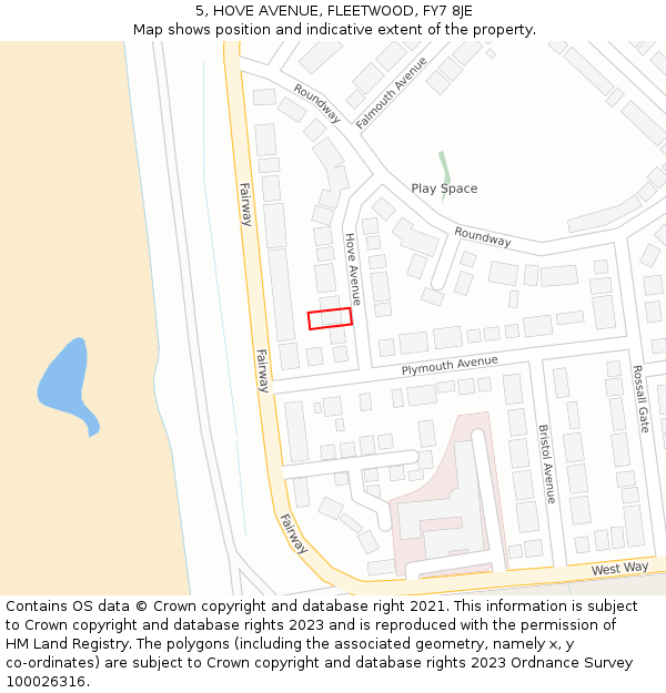 5, HOVE AVENUE, FLEETWOOD, FY7 8JE: Location map and indicative extent of plot