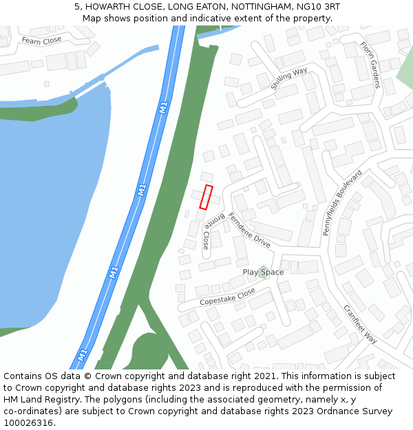 5, HOWARTH CLOSE, LONG EATON, NOTTINGHAM, NG10 3RT: Location map and indicative extent of plot