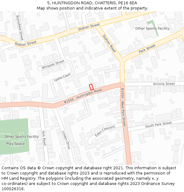 5, HUNTINGDON ROAD, CHATTERIS, PE16 6EA: Location map and indicative extent of plot