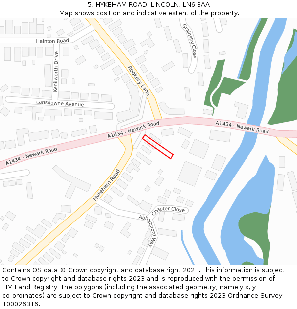 5, HYKEHAM ROAD, LINCOLN, LN6 8AA: Location map and indicative extent of plot