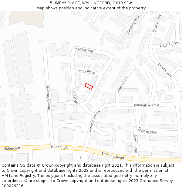 5, IMRAY PLACE, WALLINGFORD, OX10 9FW: Location map and indicative extent of plot