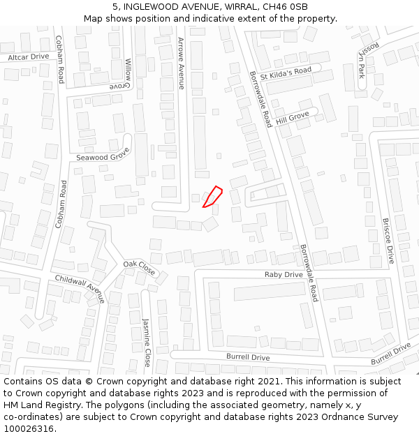 5, INGLEWOOD AVENUE, WIRRAL, CH46 0SB: Location map and indicative extent of plot