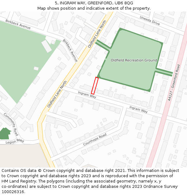 5, INGRAM WAY, GREENFORD, UB6 8QG: Location map and indicative extent of plot