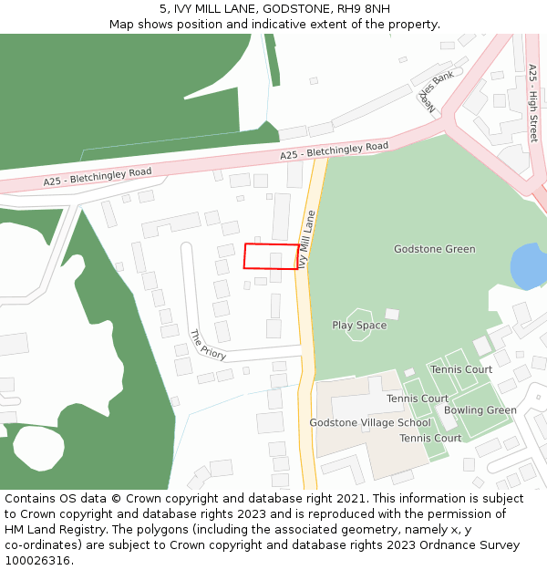 5, IVY MILL LANE, GODSTONE, RH9 8NH: Location map and indicative extent of plot