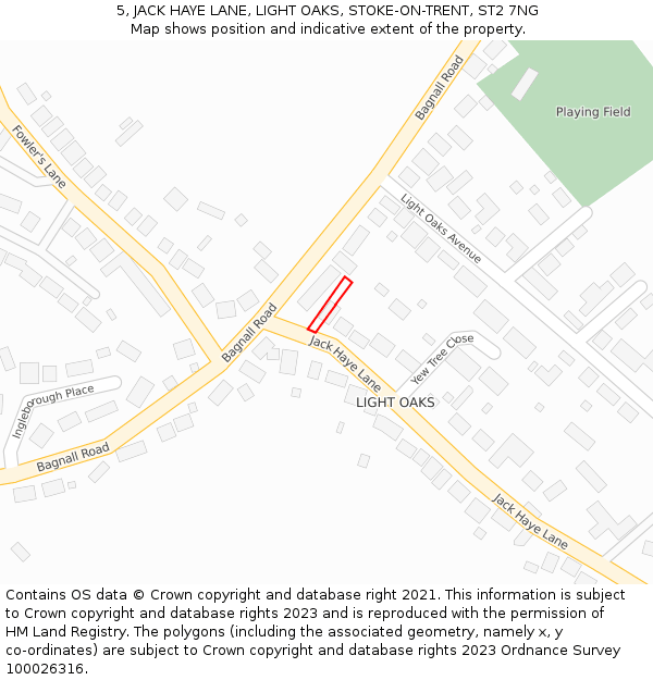 5, JACK HAYE LANE, LIGHT OAKS, STOKE-ON-TRENT, ST2 7NG: Location map and indicative extent of plot