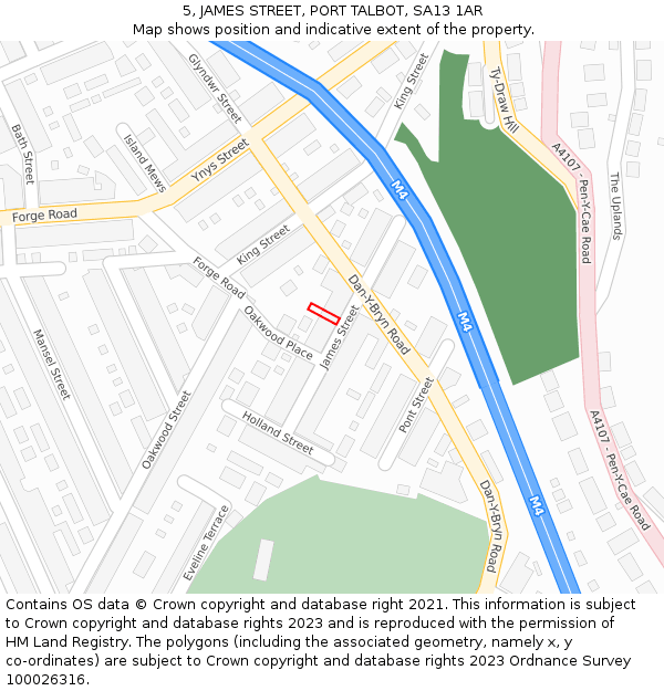 5, JAMES STREET, PORT TALBOT, SA13 1AR: Location map and indicative extent of plot