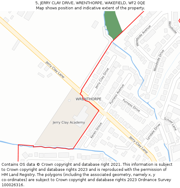 5, JERRY CLAY DRIVE, WRENTHORPE, WAKEFIELD, WF2 0QE: Location map and indicative extent of plot