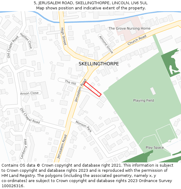 5, JERUSALEM ROAD, SKELLINGTHORPE, LINCOLN, LN6 5UL: Location map and indicative extent of plot