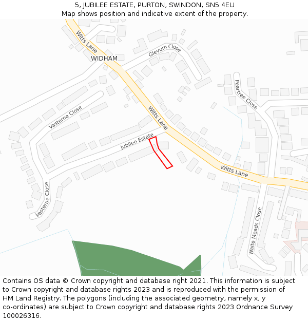 5, JUBILEE ESTATE, PURTON, SWINDON, SN5 4EU: Location map and indicative extent of plot