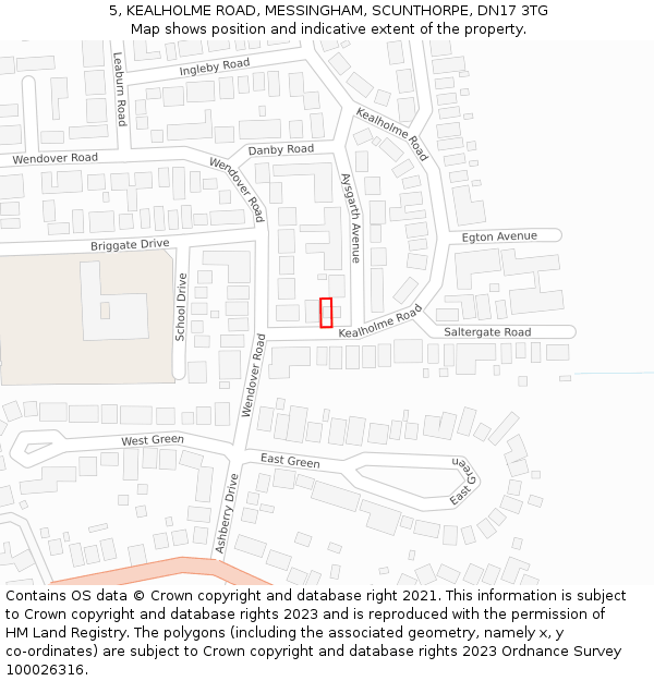 5, KEALHOLME ROAD, MESSINGHAM, SCUNTHORPE, DN17 3TG: Location map and indicative extent of plot