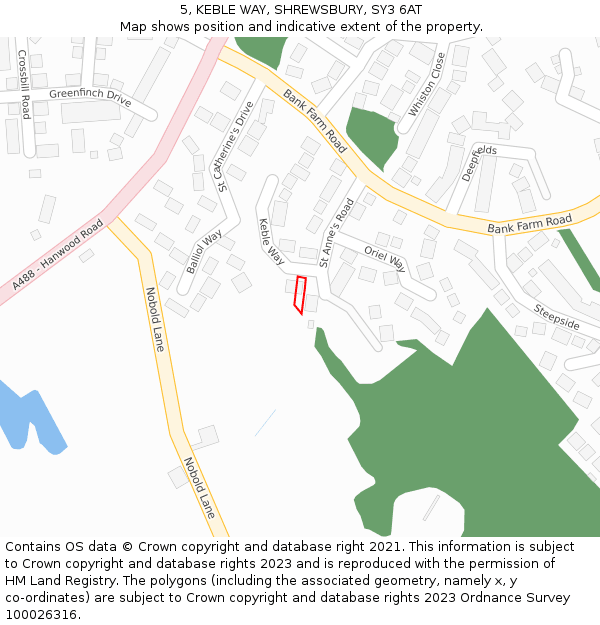 5, KEBLE WAY, SHREWSBURY, SY3 6AT: Location map and indicative extent of plot