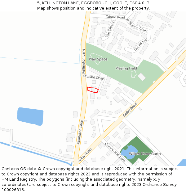 5, KELLINGTON LANE, EGGBOROUGH, GOOLE, DN14 0LB: Location map and indicative extent of plot