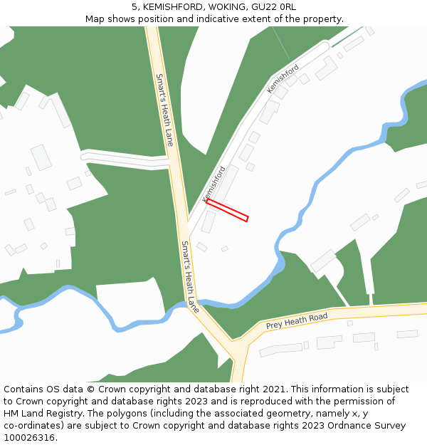 5, KEMISHFORD, WOKING, GU22 0RL: Location map and indicative extent of plot