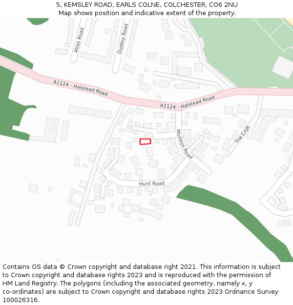 5, KEMSLEY ROAD, EARLS COLNE, COLCHESTER, CO6 2NU: Location map and indicative extent of plot