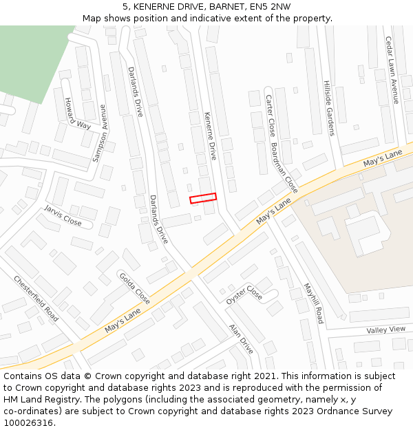 5, KENERNE DRIVE, BARNET, EN5 2NW: Location map and indicative extent of plot