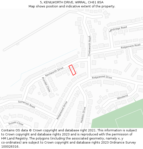 5, KENILWORTH DRIVE, WIRRAL, CH61 8SA: Location map and indicative extent of plot