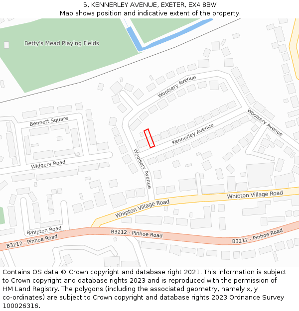 5, KENNERLEY AVENUE, EXETER, EX4 8BW: Location map and indicative extent of plot