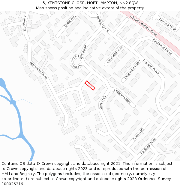 5, KENTSTONE CLOSE, NORTHAMPTON, NN2 8QW: Location map and indicative extent of plot