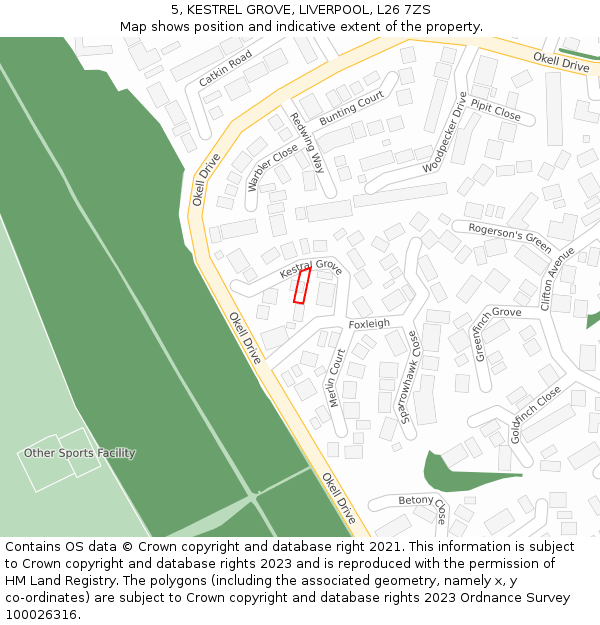 5, KESTREL GROVE, LIVERPOOL, L26 7ZS: Location map and indicative extent of plot