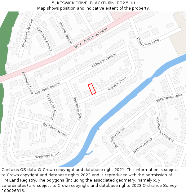 5, KESWICK DRIVE, BLACKBURN, BB2 5HH: Location map and indicative extent of plot