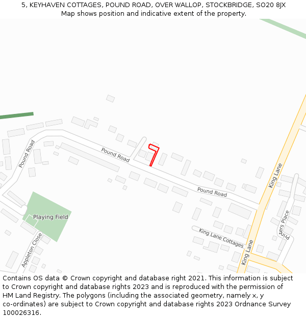 5, KEYHAVEN COTTAGES, POUND ROAD, OVER WALLOP, STOCKBRIDGE, SO20 8JX: Location map and indicative extent of plot