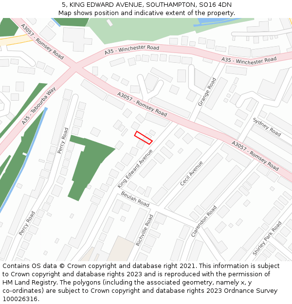 5, KING EDWARD AVENUE, SOUTHAMPTON, SO16 4DN: Location map and indicative extent of plot