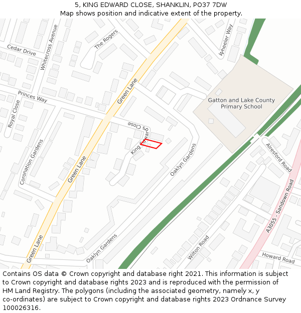 5, KING EDWARD CLOSE, SHANKLIN, PO37 7DW: Location map and indicative extent of plot