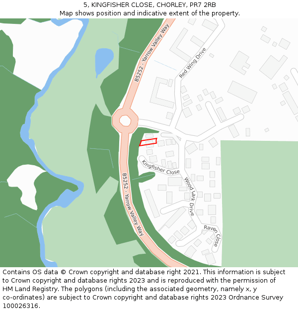 5, KINGFISHER CLOSE, CHORLEY, PR7 2RB: Location map and indicative extent of plot