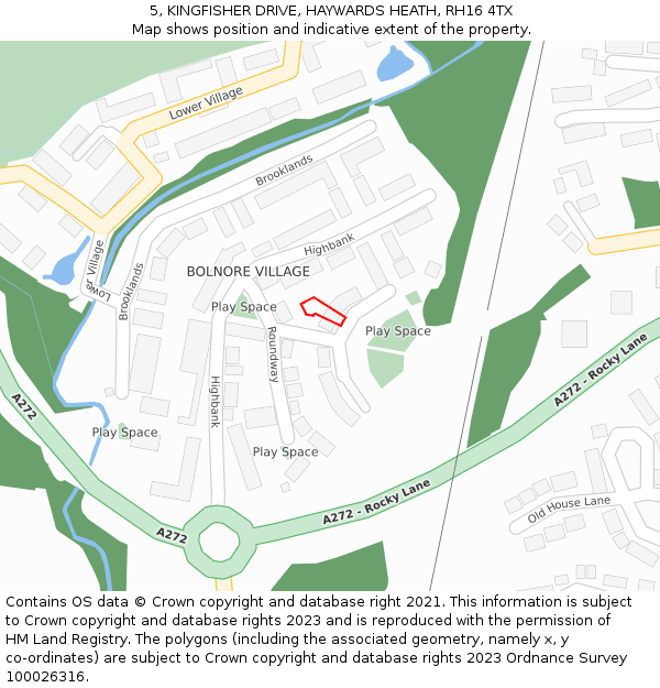 5, KINGFISHER DRIVE, HAYWARDS HEATH, RH16 4TX: Location map and indicative extent of plot