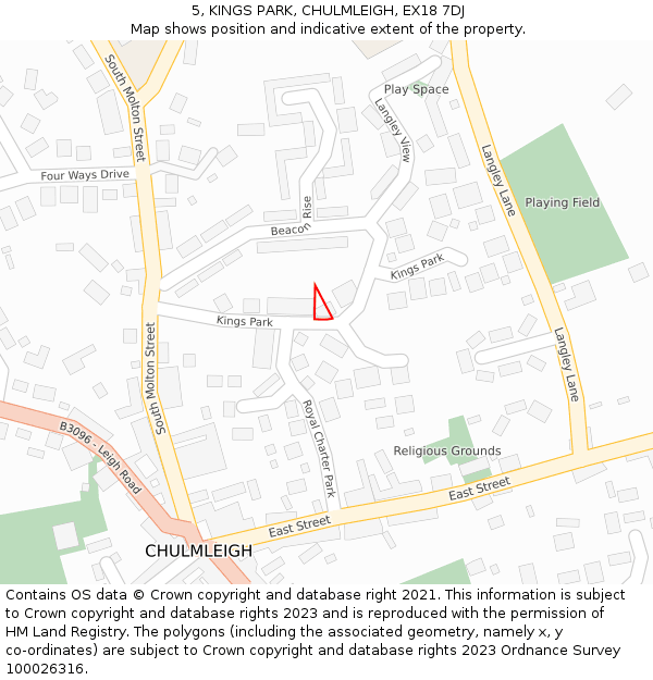 5, KINGS PARK, CHULMLEIGH, EX18 7DJ: Location map and indicative extent of plot