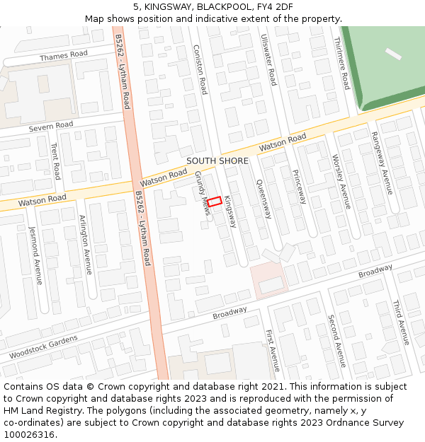 5, KINGSWAY, BLACKPOOL, FY4 2DF: Location map and indicative extent of plot