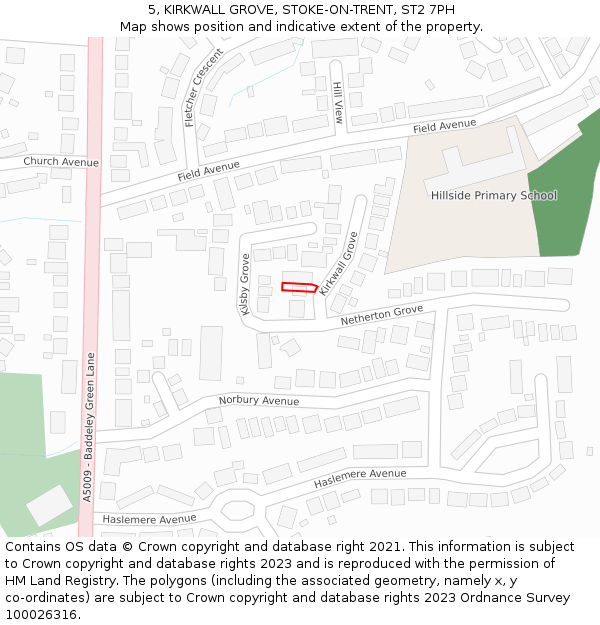 5, KIRKWALL GROVE, STOKE-ON-TRENT, ST2 7PH: Location map and indicative extent of plot