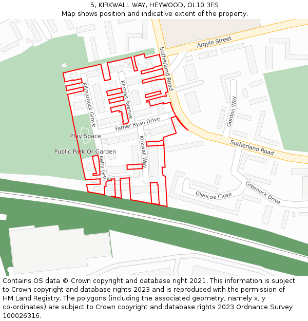 5, KIRKWALL WAY, HEYWOOD, OL10 3FS: Location map and indicative extent of plot