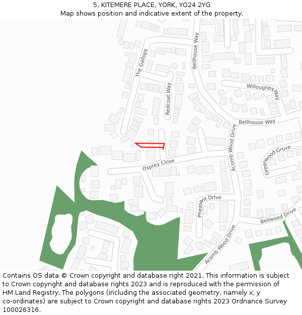 5, KITEMERE PLACE, YORK, YO24 2YG: Location map and indicative extent of plot