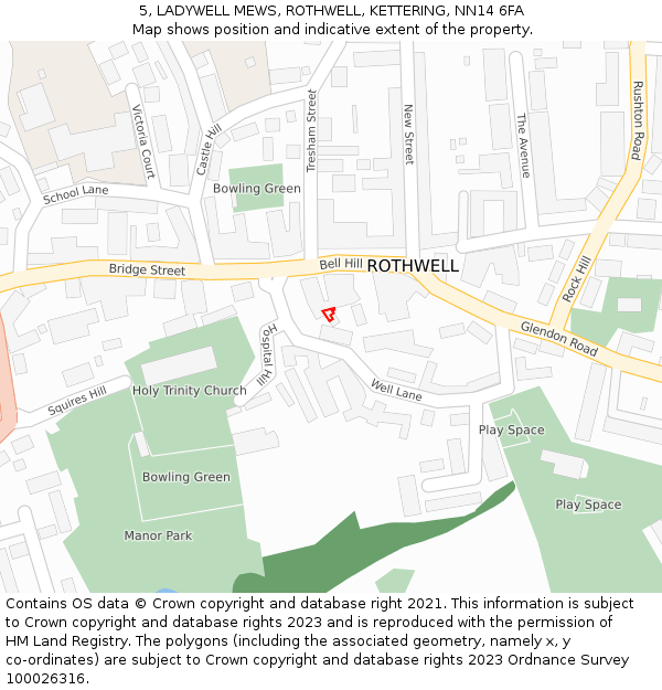 5, LADYWELL MEWS, ROTHWELL, KETTERING, NN14 6FA: Location map and indicative extent of plot