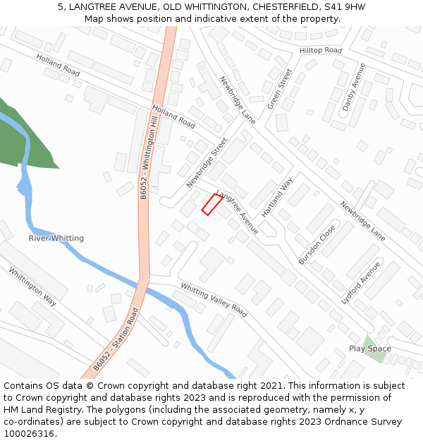 5, LANGTREE AVENUE, OLD WHITTINGTON, CHESTERFIELD, S41 9HW: Location map and indicative extent of plot