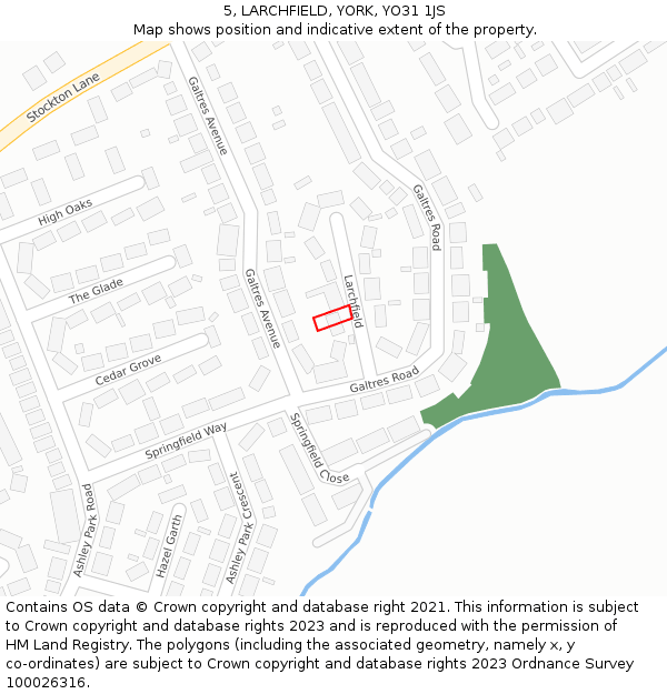 5, LARCHFIELD, YORK, YO31 1JS: Location map and indicative extent of plot